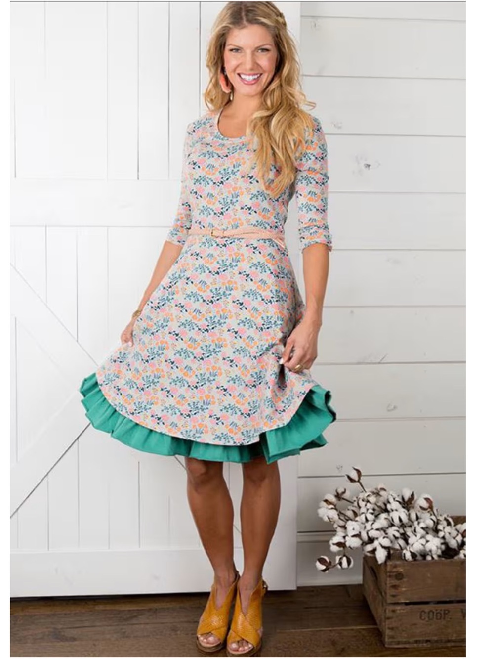 Matilda Jane Down On The Farm Floral Knit Dress Size Large NWT